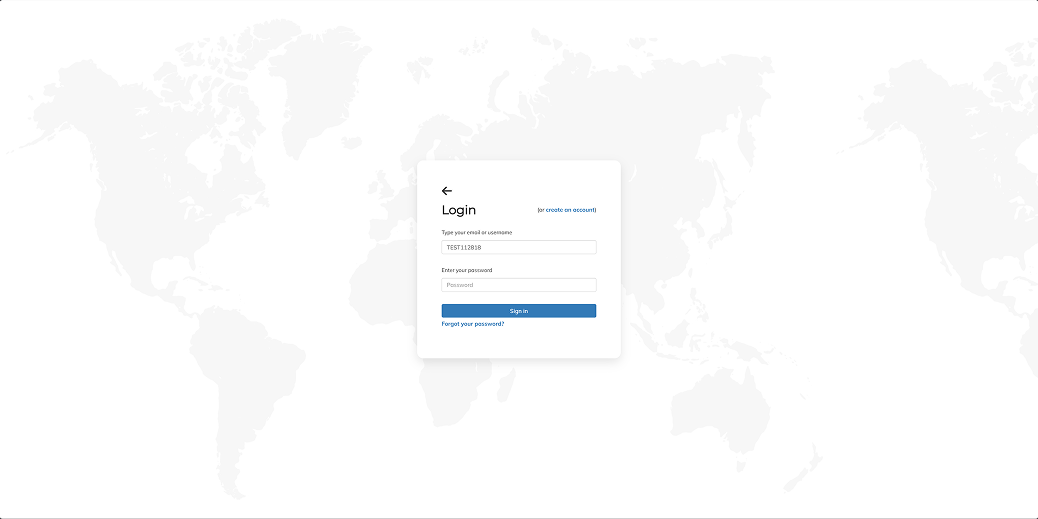 Legacy login step 2 showing password field on a separate screen with a back arrow